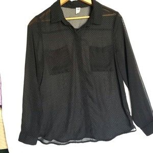 Old Navy polka dot sheer black and white